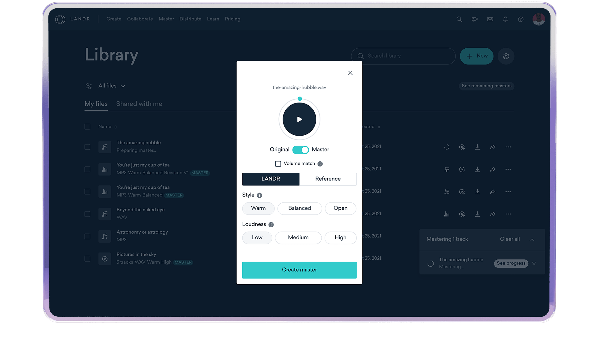 LANDR screenshot 2